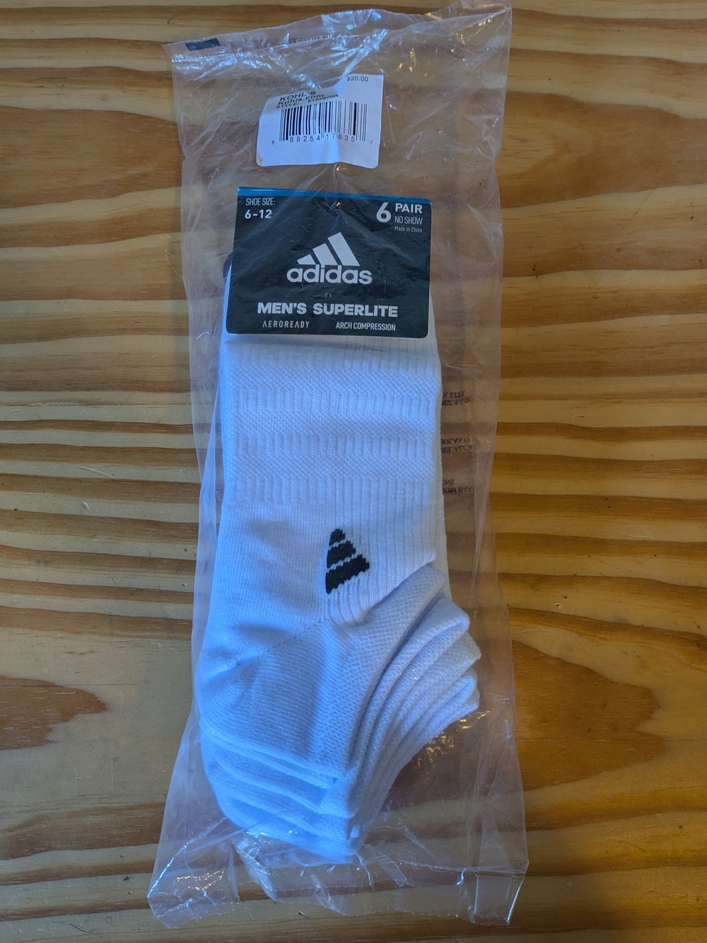 adidas White Men's Superlite No-Show Athletic Socks - 6 Pair